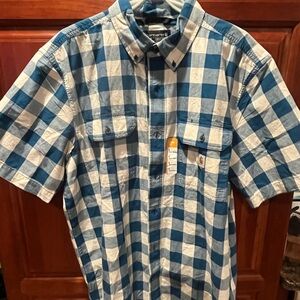 Carhartt Blue and White Plaid Shirt Men’s Size Large
